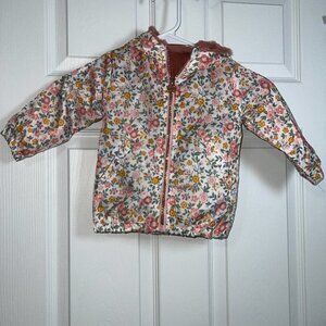 Nicole Miller New York Toddler Reversible Fuzzy Floral Rain Jacket Size 12M